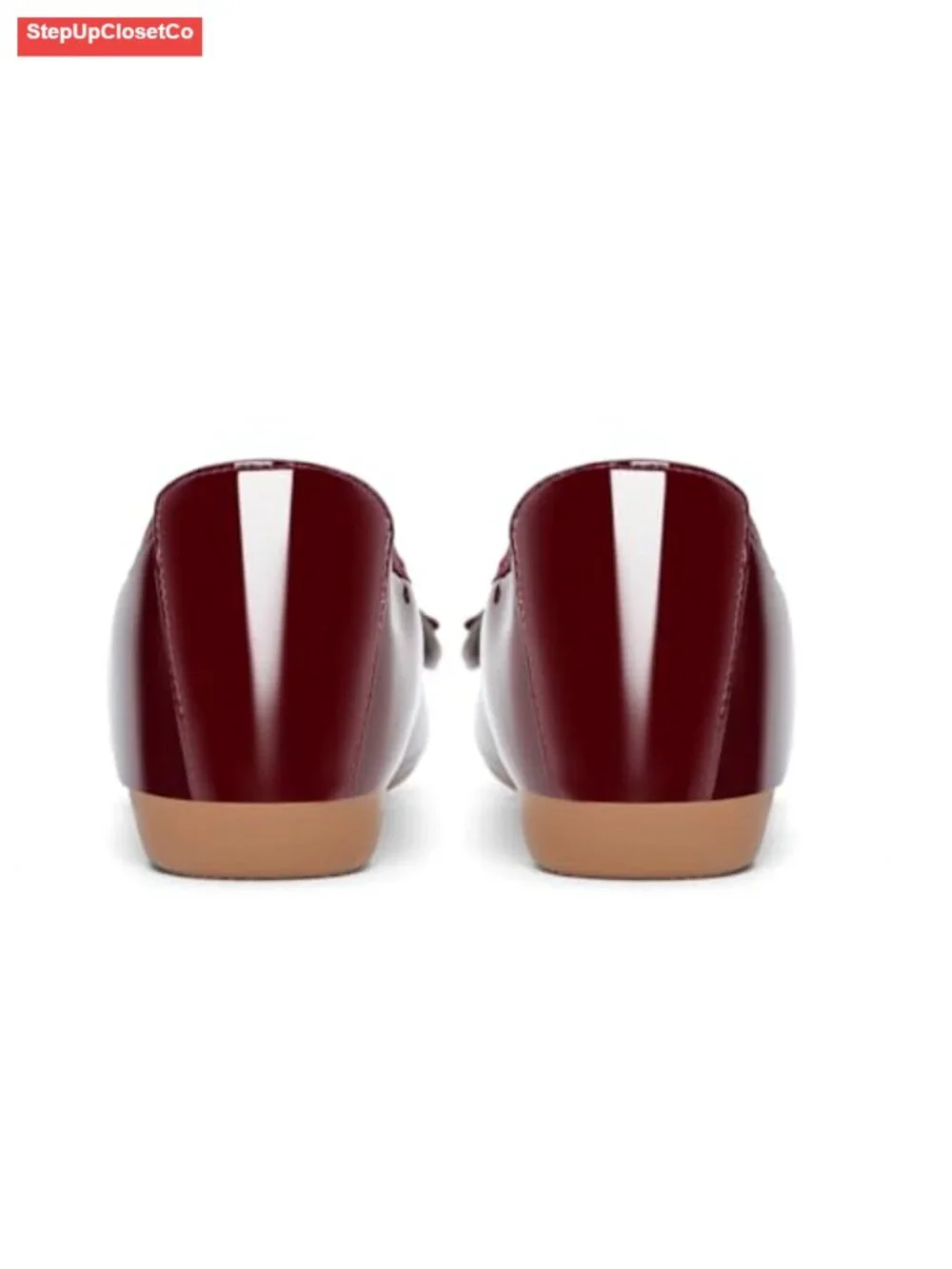 Faux Leather Pointed Toe Ballet Flats with Bow Slip On Dressy Flats